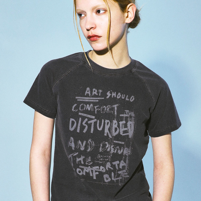 韓國PRENDA - ART COMFY PIGMENT TEE BLACK CHARCOAL